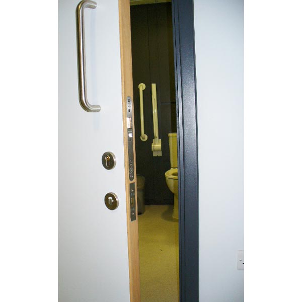 Emergency outward opening WC doorsets at the Primary Care Unit, Clapham